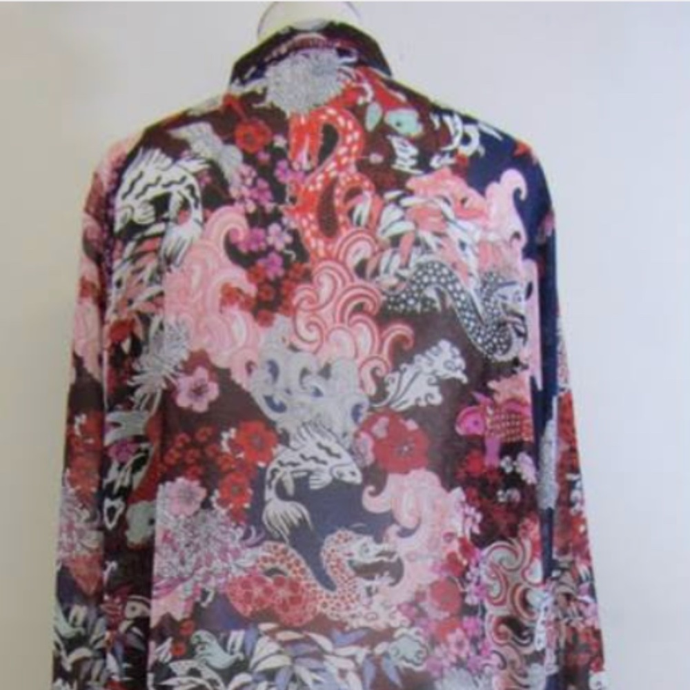 Long Sleeved Printed Sheer Monki Brand Maxi Dress